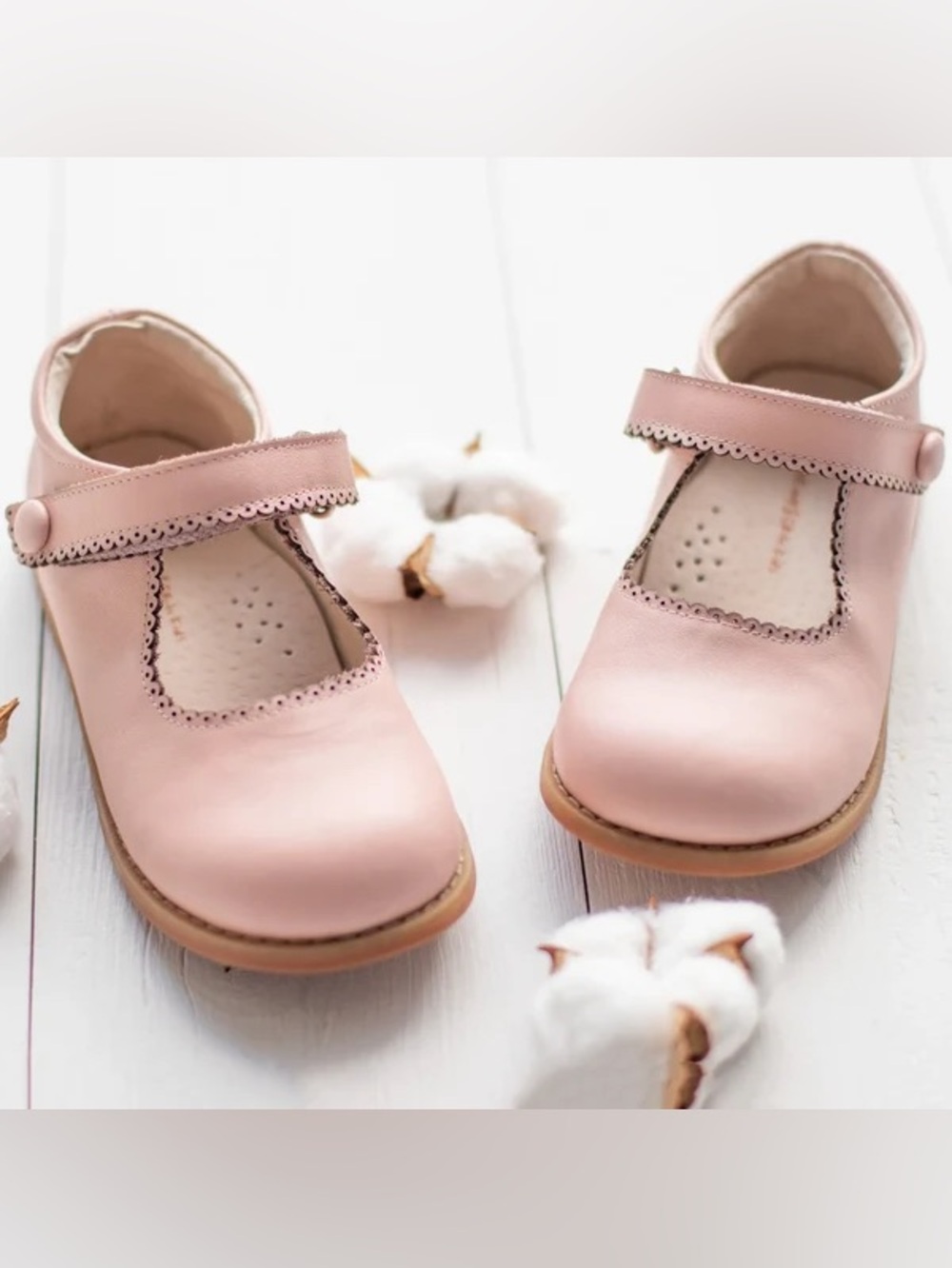 Toddler Pink Mary Jane Dress Shoes with Scallop Trim
